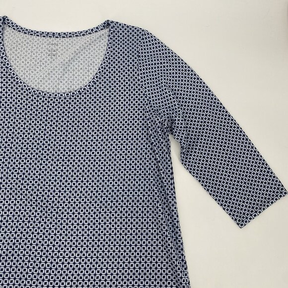 J. Jill Size Large Tall Pure Jill Ballet Sleeve Tunic True Navy Medallion Geo LT - Picture 6 of 10